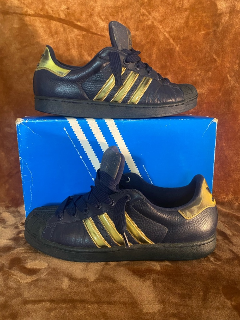 adidas Blue and Gold Low-Top Sneakers